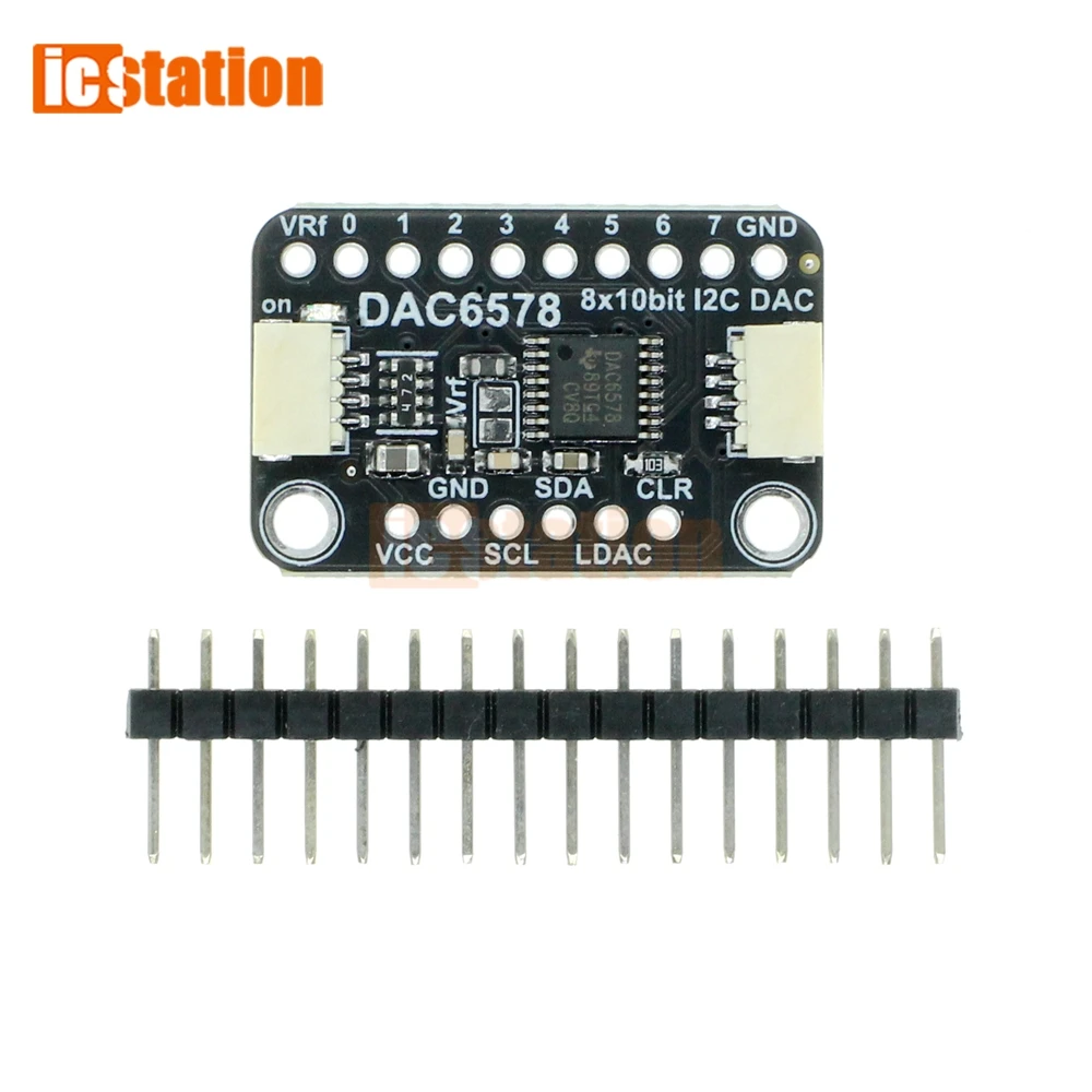 DAC6578/DAC7578 Breakout Board - 8-Channel 10 Bit I2C Digital-to-Analog Converter Module Compatible with STEMMA QT/Qwiic