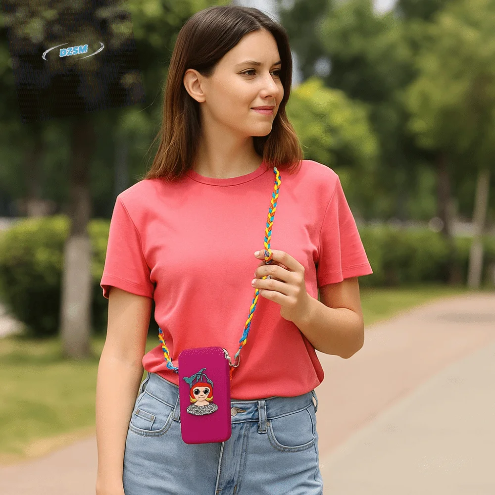 

Portable Waterproof Silicone Crossbody Bag Large Capacity Zpper Mobile Phone Bag Lightweight Anti-lost Makeup Storage Bag Gifts