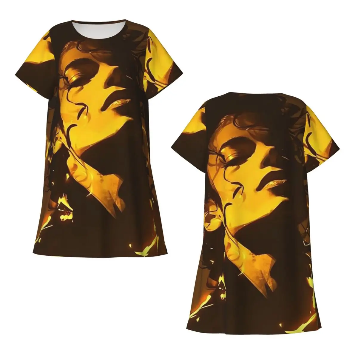 Custom The King Of Pop Michael Jackson Short Sleeves Nightdress For Sleeping Women Short Sleeve Nightgowns Loose Pajama Dress