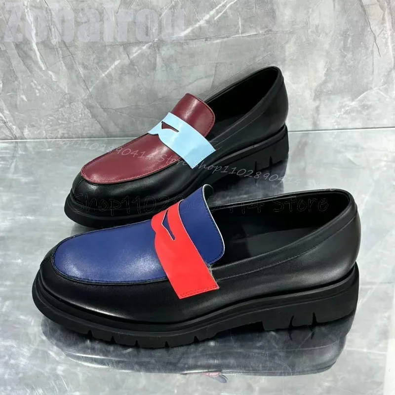 

Mixed Color Sewing Design High Top Matte Leather Loafers Fashion Slip On Men Shoes Luxury Handmade Party Feast Men Casual Shoes