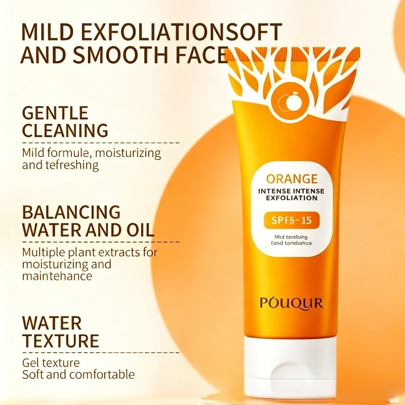 2027 2025 Novo Gel Esfoliante Enzimático Laranja, Limpeza de Pele Morta no Rosto e Corpo, Limpador Facial de Lama Esfoliante