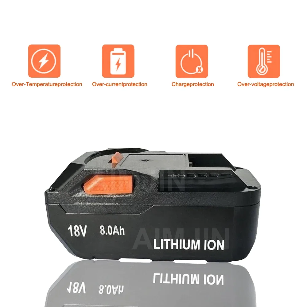 For AEG 18V Battery 8.0AH Lithium-Ion Battery For RIDGID R840087 R840085 L1815R L1850R L1830R R840083 Series Cordless Power Tool