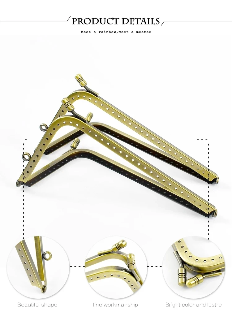 2/5Pcs Deepeel 12.5-18.5cm Glossy L-shaped Head Kiss Clasp Metal Purse Frame Handle DIY Handbag Coin Bags Hardware Accessories