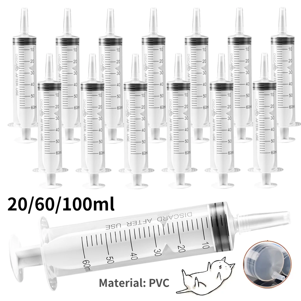 20/60/100ml Plastic Reusable Syringe For Measuring Nutrient Sterile Hydroponic Measure Perfume Rinse Disposable Sampler Injector