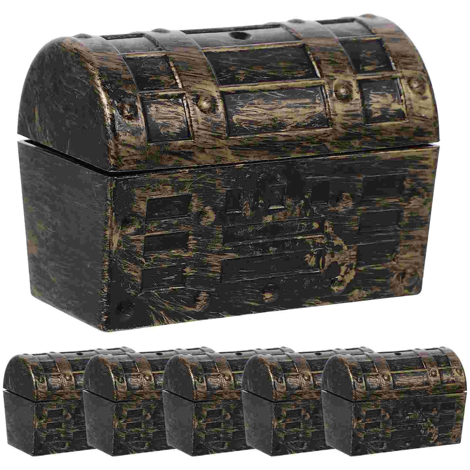 Pirate Treasure Hunting Box Children's Toy Storage Decoration (Small Ancient Silver B) 6pcs Party Mini Chest