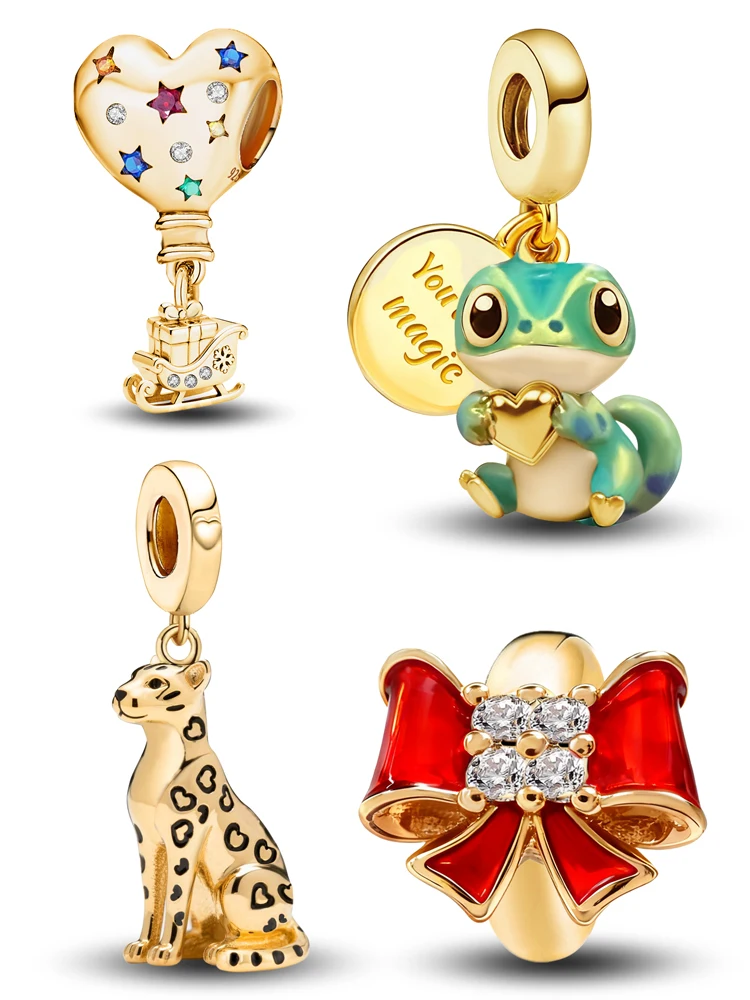 925 Silver Plated Golden Three Dimensional Bow hot Air Balloon Charm Bead Fit DIY Bracelet Making Gift Of High Quality Jewelry