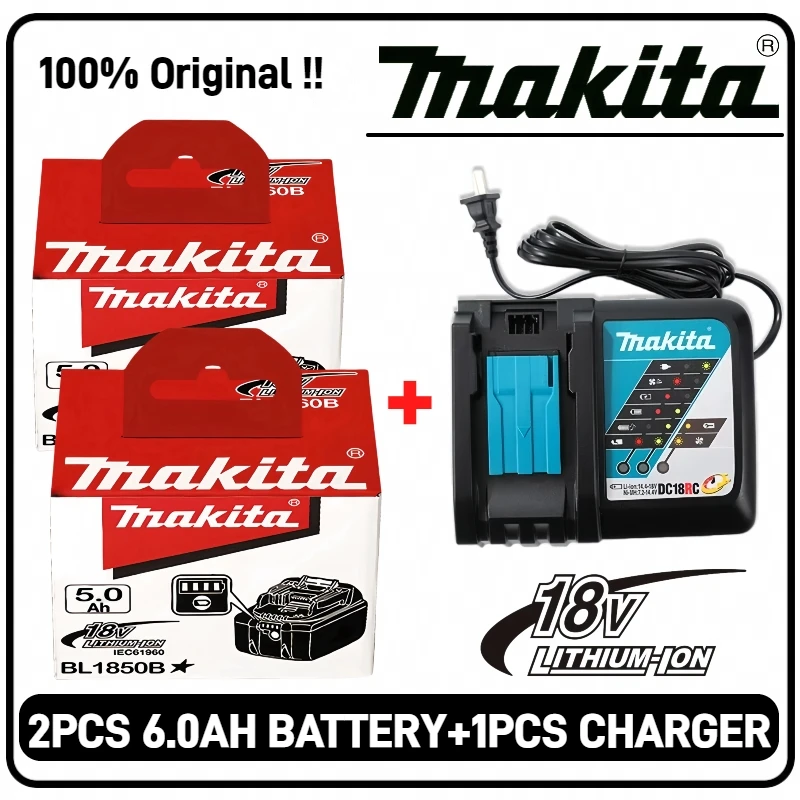 

Original Makita 18V Battery 6.0Ah Rechargeable, for Makita BL1830B BL1840 BL1850B BL1860 BL1815B 18650 18V Battery