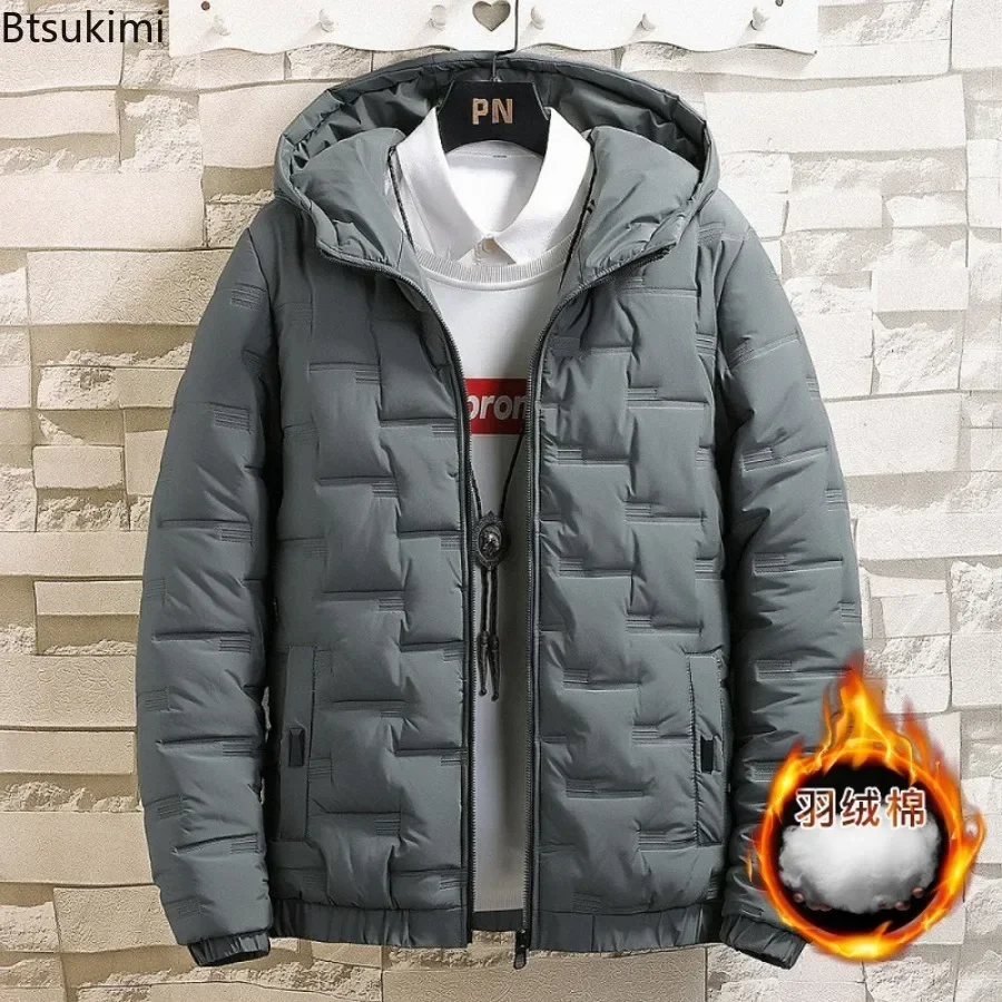 New 2024 Men's Autumn Winter Warm Parkas Fashion Casual Overcoat Jacket with Hat Male Long Windbreaker Windproof Men Clothing