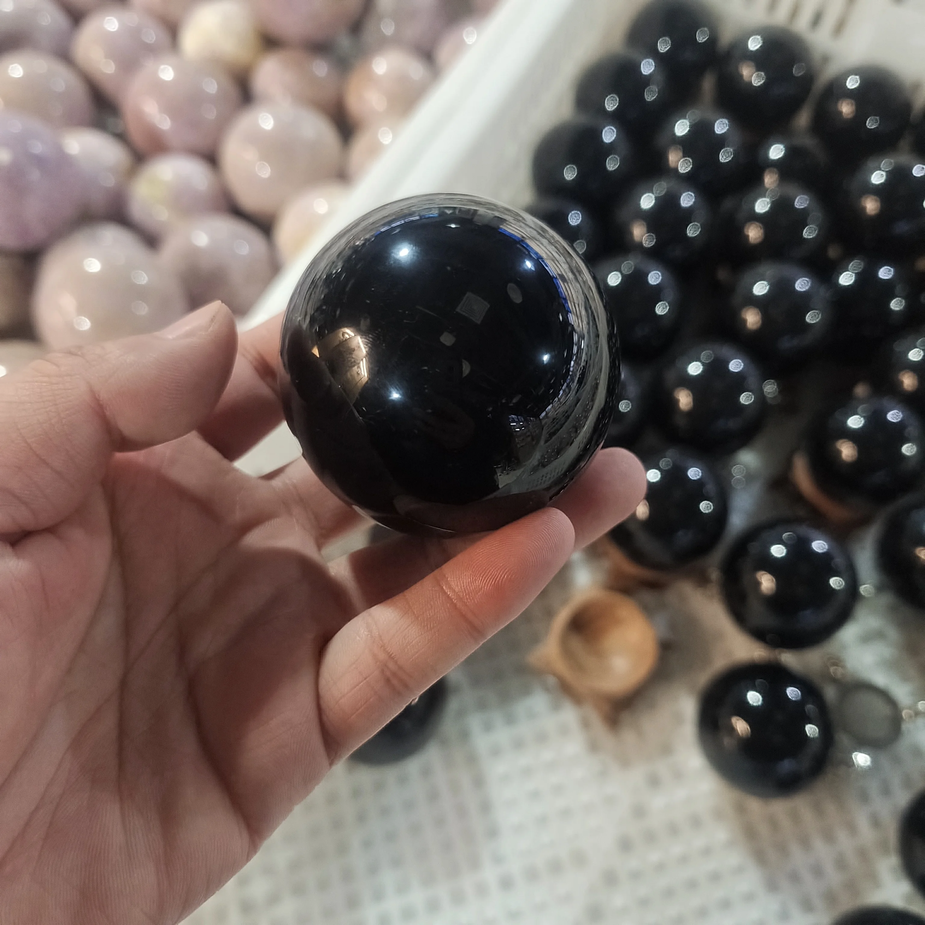 50-60mm Black OBSIDIAN Sphere - One Medium Natural Obsidian Crystal Ball