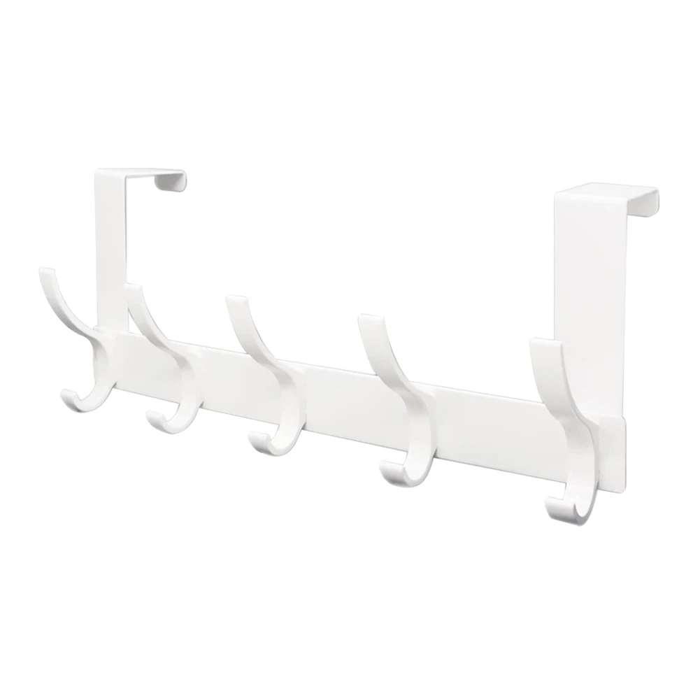 【セール中】ドアの後ろのフック ホワイト 5 フック パンチングなしの短いセクション ハンガー 棚 収納 玄関ドア ハンガー