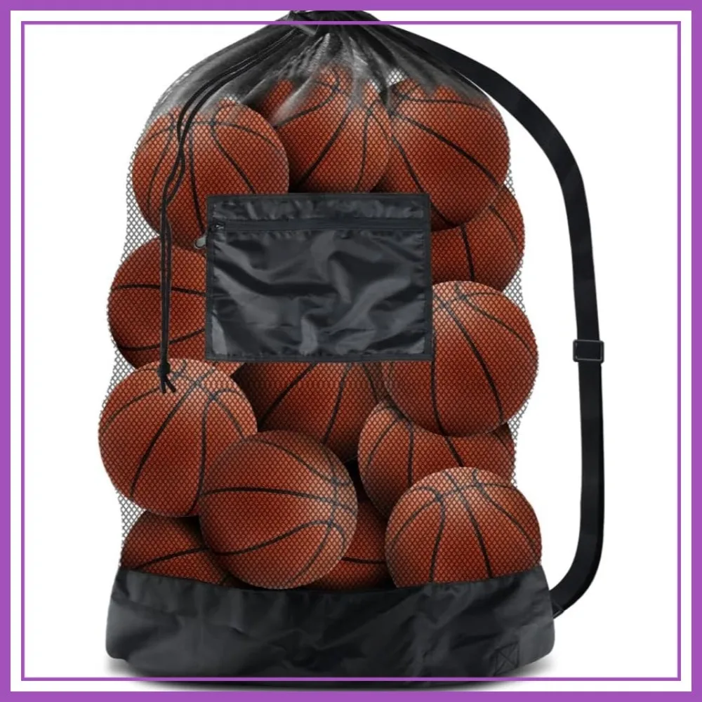

Extra Large Mesh Ball Bag, Drawstring Sports Bag for Basketball, Volleyball, Baseball, Adjustable Strap