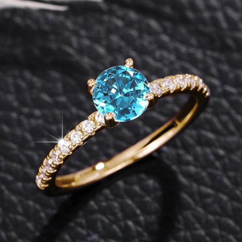 Huitan Klassisches 4-Krallen-Design, rund, Zirkonia, für Damen, Hochzeit, Verlobungsringe, 3 Farben erhältlich, zurückhaltender Brautschmuck, heißer Verkauf – Detail 25