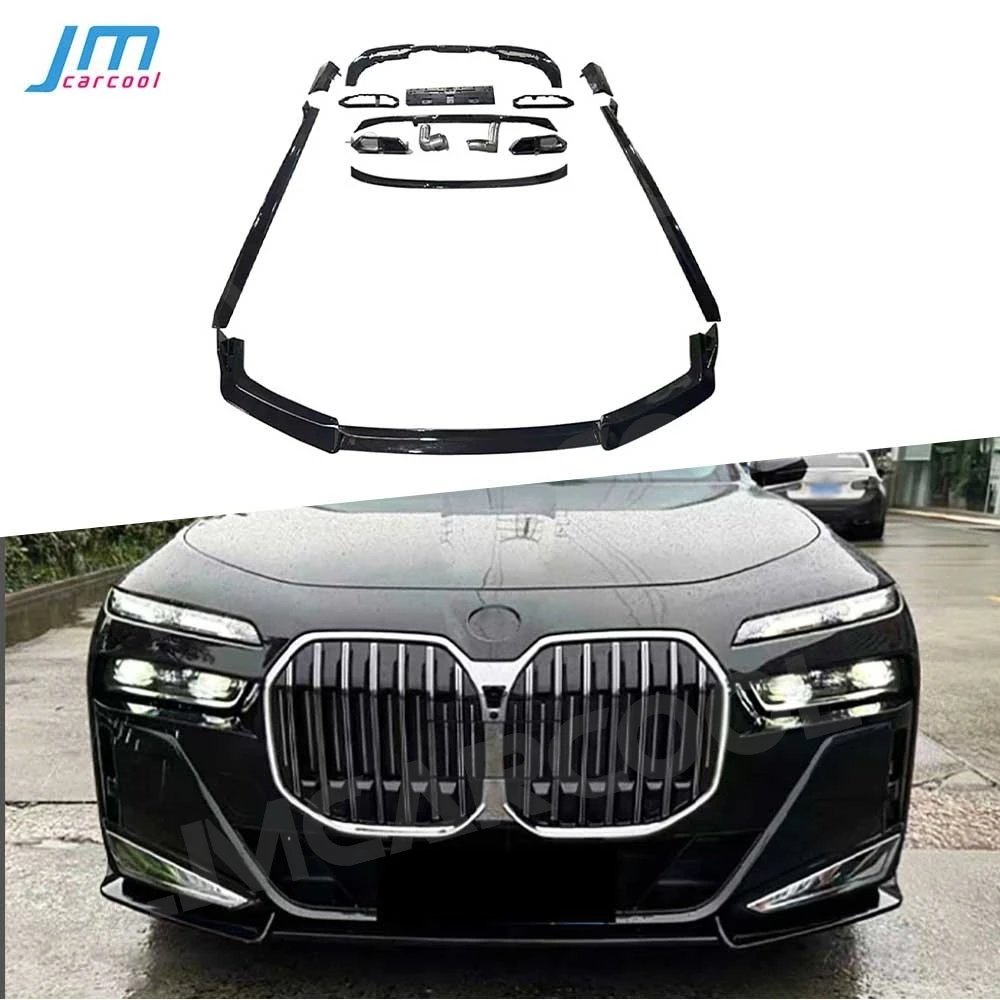 

ABS Rear Diffuser With Exhaust Tips Side Skirt Rear Spoiler Front Bumper Lip Spoiler for BMW 7 Series G70 Sport 2023+ Body Kits