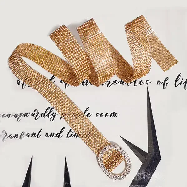 2023 Fashion Rhinestone Belt Ladies with Skirt Jeans Decoration High Quality Belts for Women Luxury Designer Brand Gold Silver
