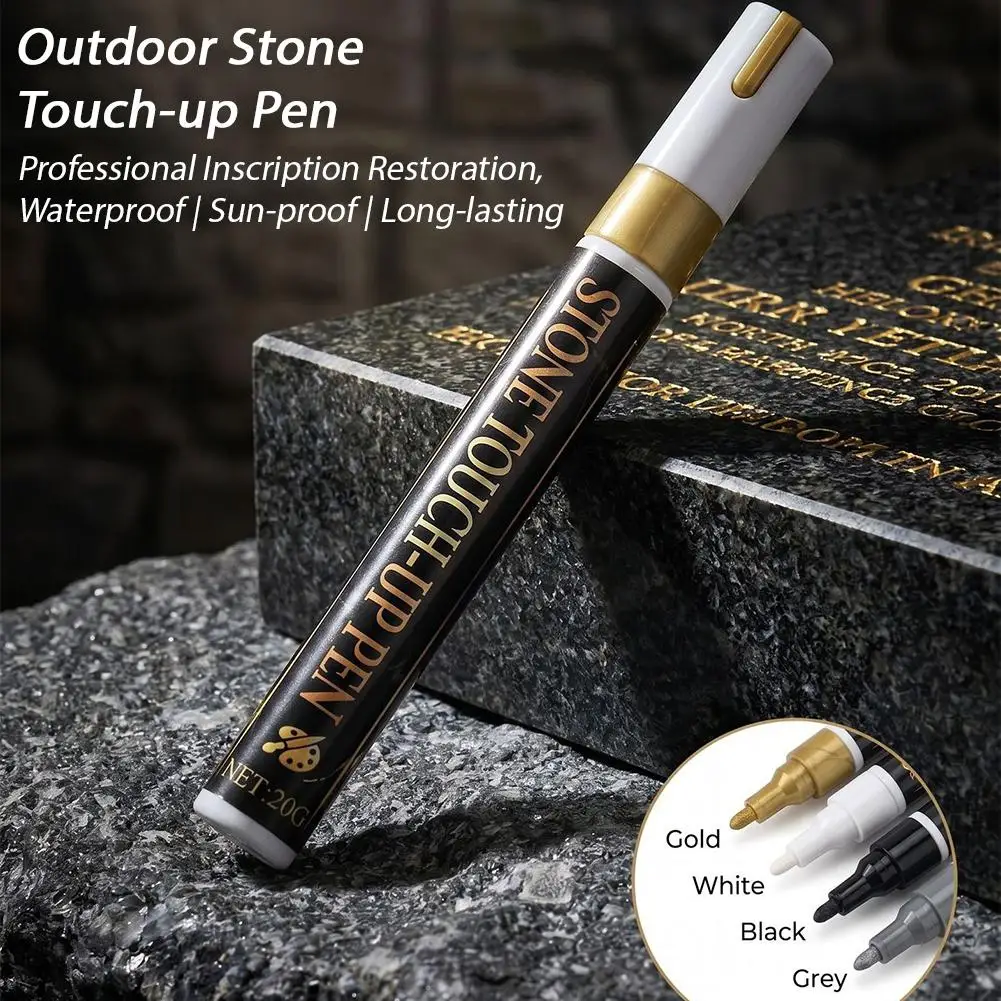 Golden Tombstone Marker Pen for Restoring Faded Grave Inscriptions, Waterproof Fast-Dry Oil-Based Paint Markers Grave Markers
