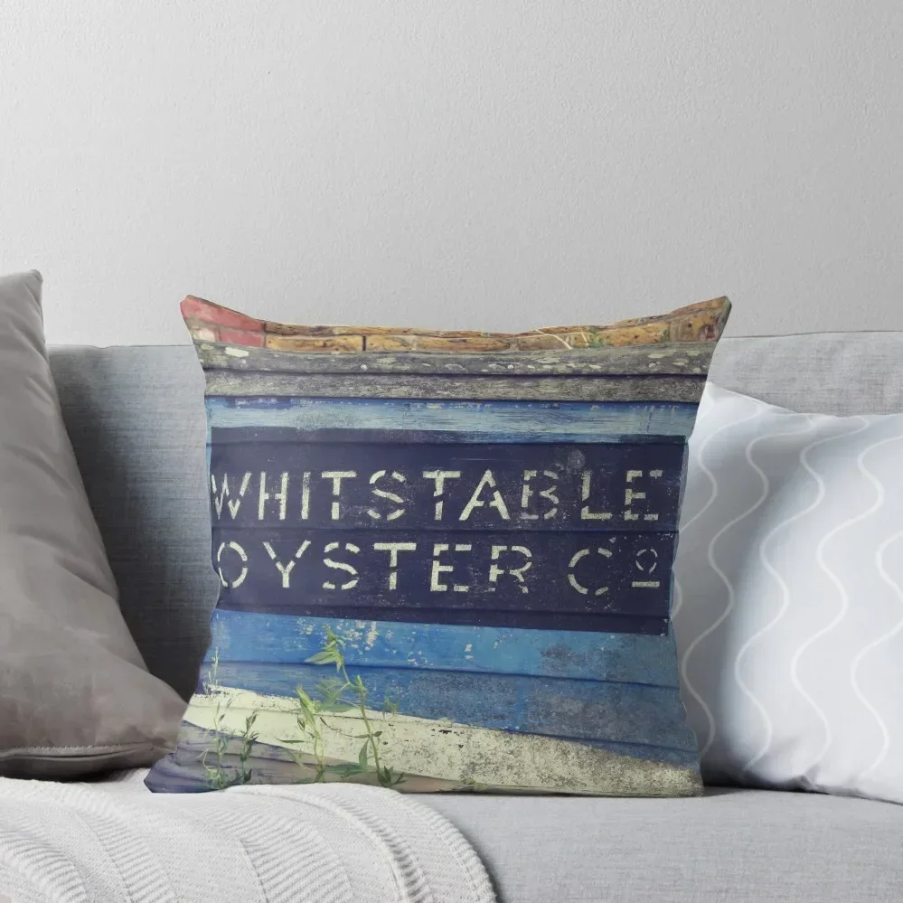 Whitstable Oyster Company boat vintage style photography print Throw Pillow Throw Pillow Covers pillow