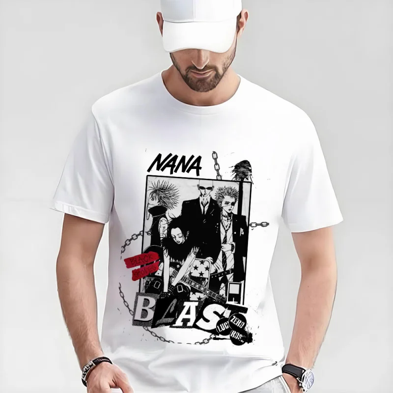 

Nana Osaki 0330 The Black Stones Punk Band Manga Gift T shirt Large size Tops Anime Girl Graphic Print Y2k Clothes Cartoon Tee