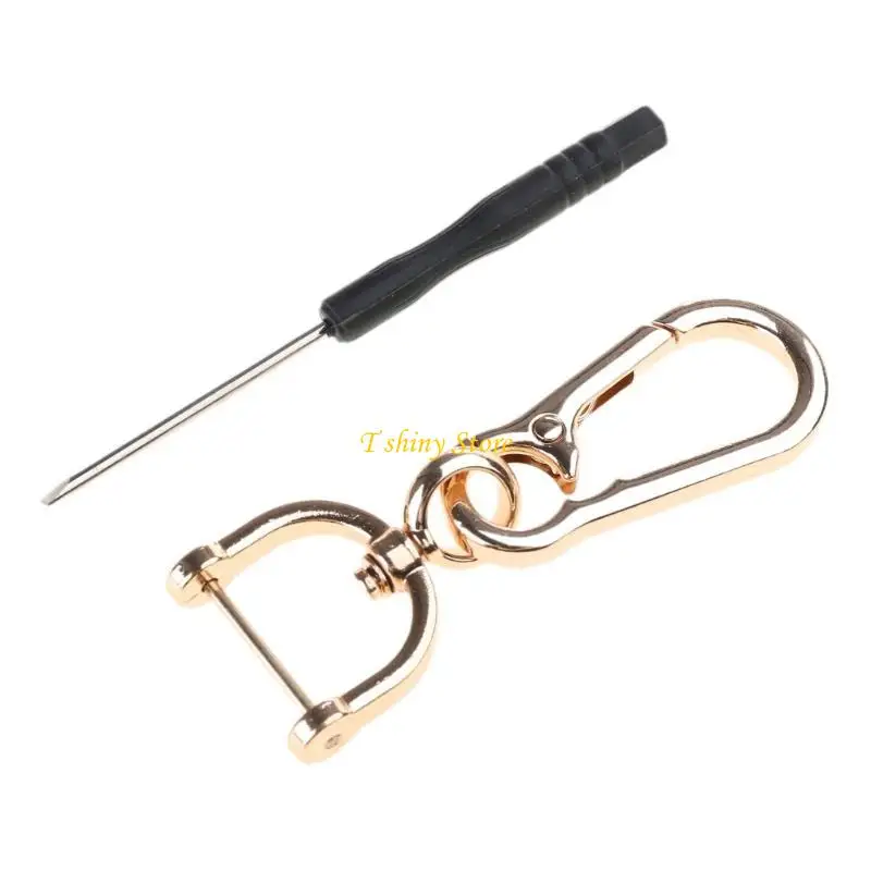 N58F Stylish Holder Elegant Metal Keychain D Rings Rotating Clasp Keychains Suitable for Secure Attachment