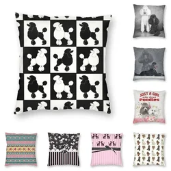 Kawaii Checkered Poodles Cushion Cover 3D Print Pudel Caniche Dog Floor Pillow Case for Car Fashion Pillowcase Home Decoration