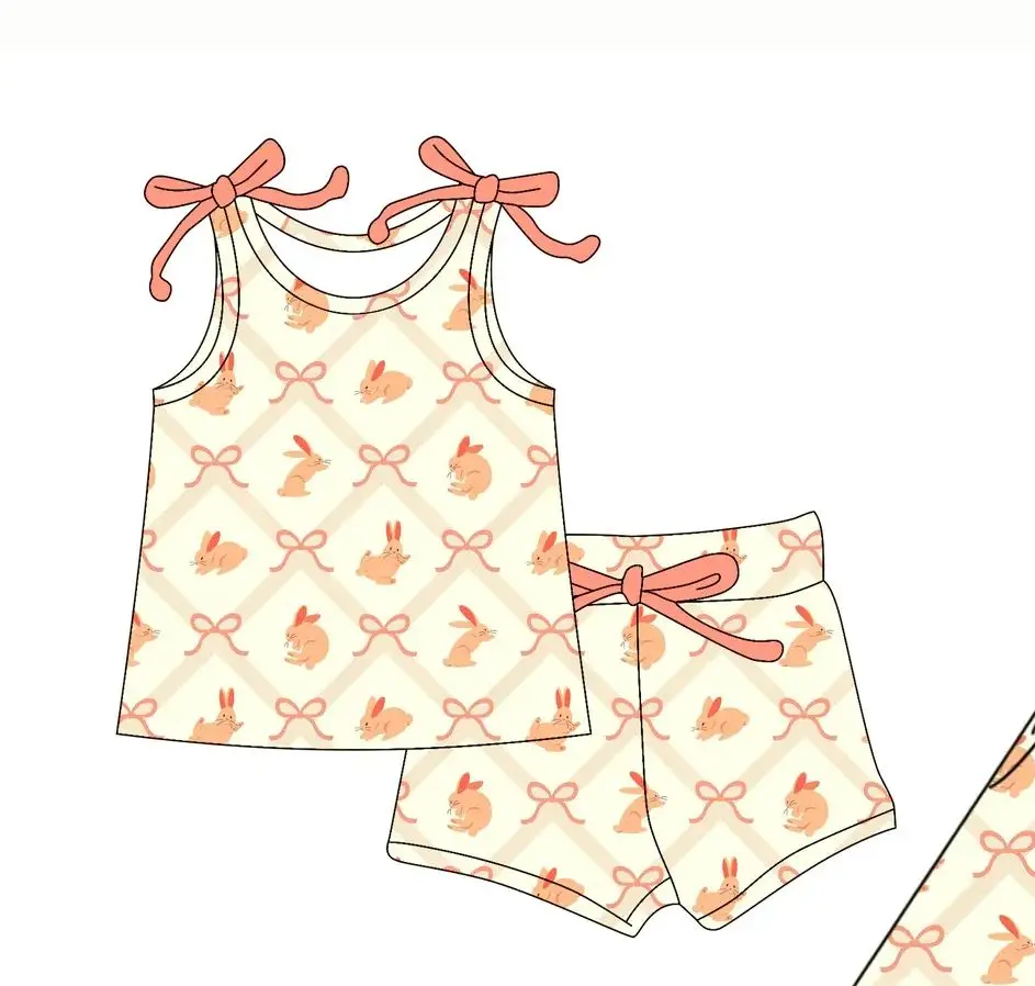 Boutique Easter Children Clothes Bunny Outfits Grils Dress Cartoon Duck Outfits Kids Pajamas Baby Romper