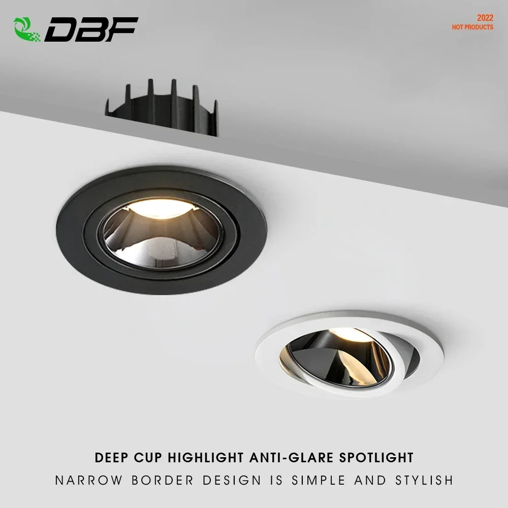 Recessed LED Downlight Anti-glare Black White 12W 7W AC85-265V Dimmable LED Ceiling Light Bedroom Kitchen LED Spotlight