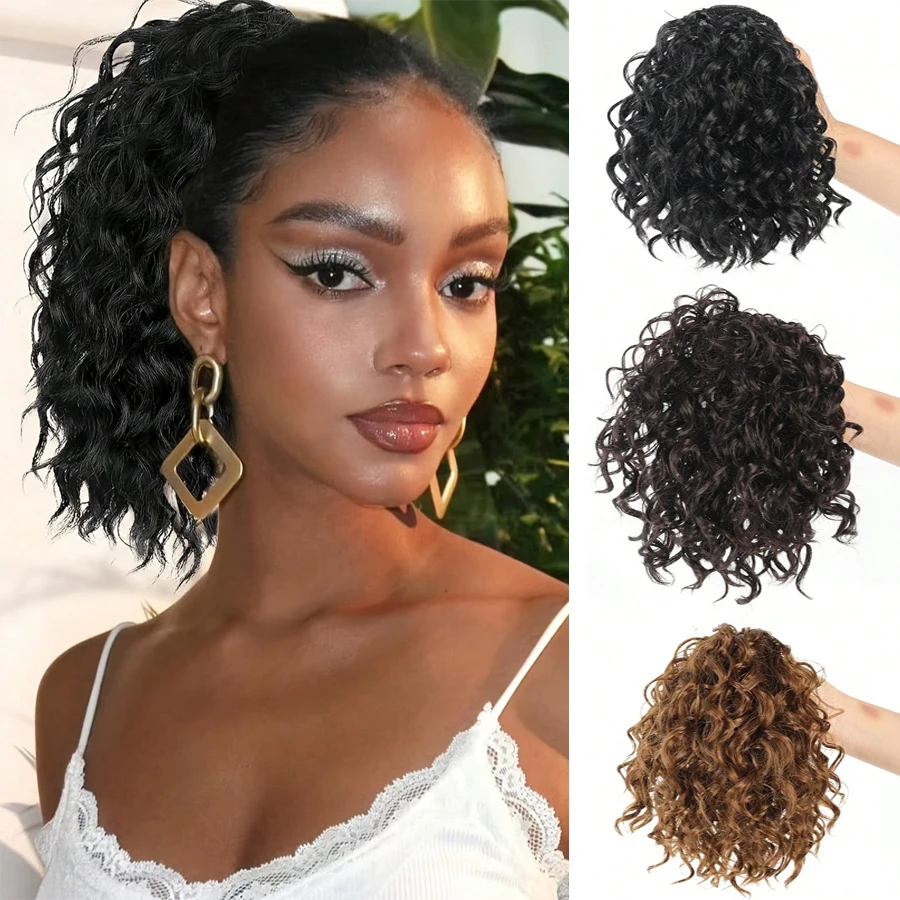 

WEILAI Wave Shaped Curly Hair With Ponytail Extension 10 "Elastic Drawstring Ponytail For Women's Short Daily Use