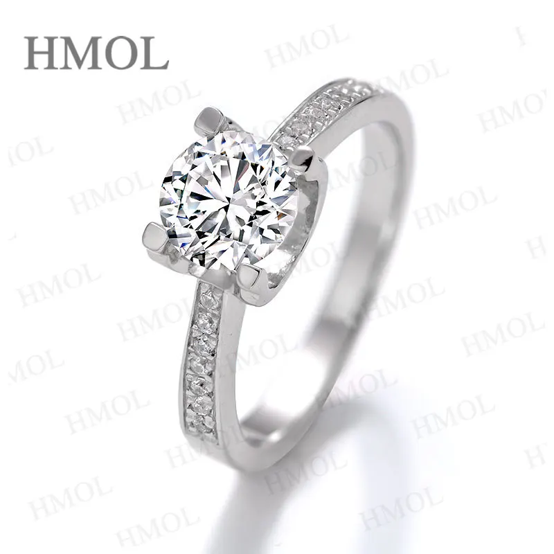 

Forever One Moissanite Ring VVS1 Clarity Round Brilliant Cut Wedding Ring 925 Sterling Silver Promise Ring for Fiancee Wife