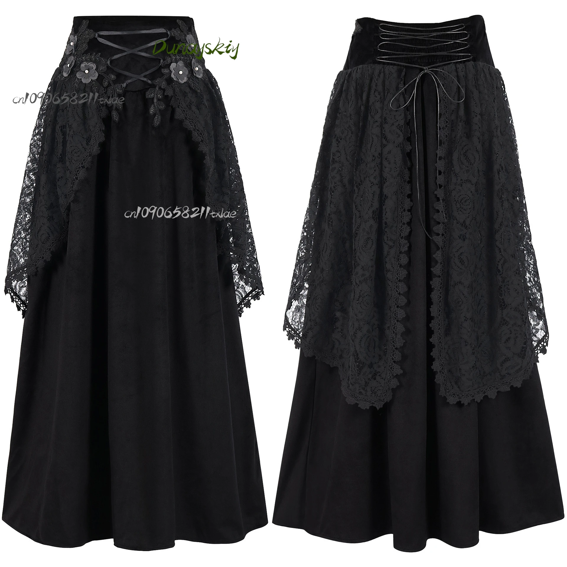 

Jirai Kei, средневековая высококачественная художественная ретро-готическая бархатная юбка Y2K, темное платье Лолиты, вечерние, повседневный косплей на Хэллоуин