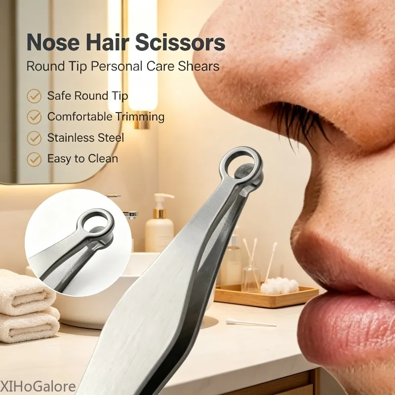 Precision Round Nose Hair Tweezers Stainless Steel Facial Contouring Scissor Manicure Makeup Grooming Kit Unisex Travel