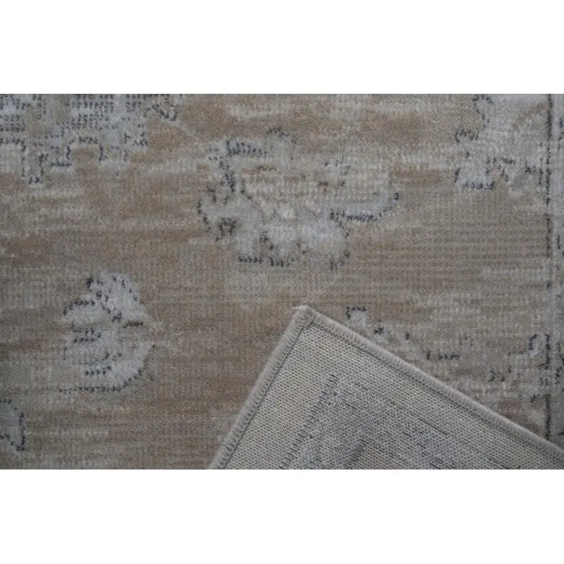 Elmina Brown Area Rug in Ivory, Taupe, and White Viscose