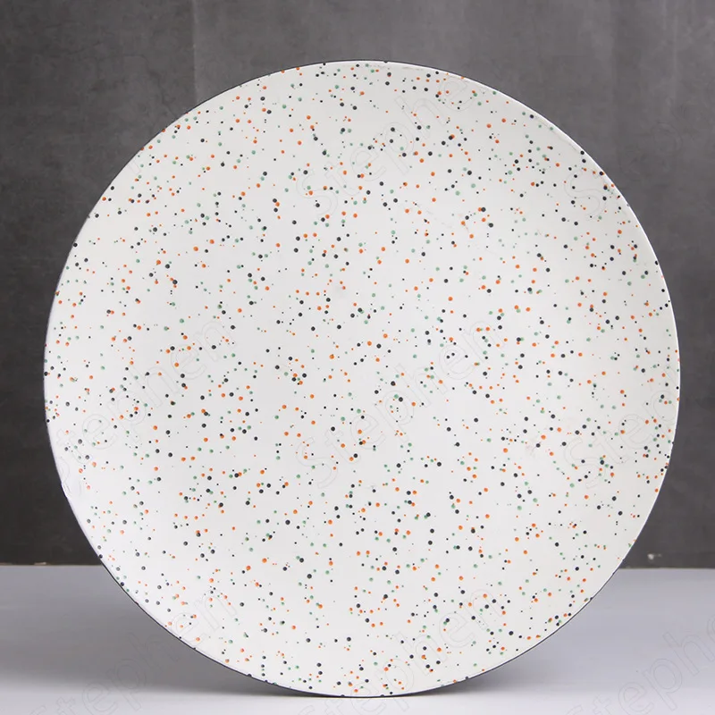 Terrazzo Texture Ceramic Plate Nordic Modern Large White Fruit Snack Dessert Plate Afternoon Tea Tableware Home Decoration