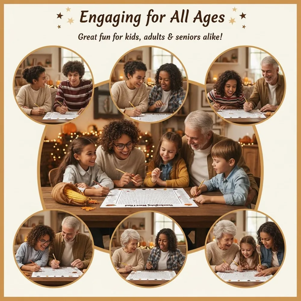 Affiche Jumbo de recherche de mots de Thanksgiving et de Noël, jeu mural Giant60x90cm pour les familles