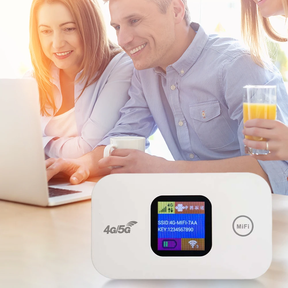 4G LTE Mobile WiFi Hotspot 2100mAh Mini Outdoor Hotspot Sim Card Slot Portable Network Hotspot Device Colorful LED Display