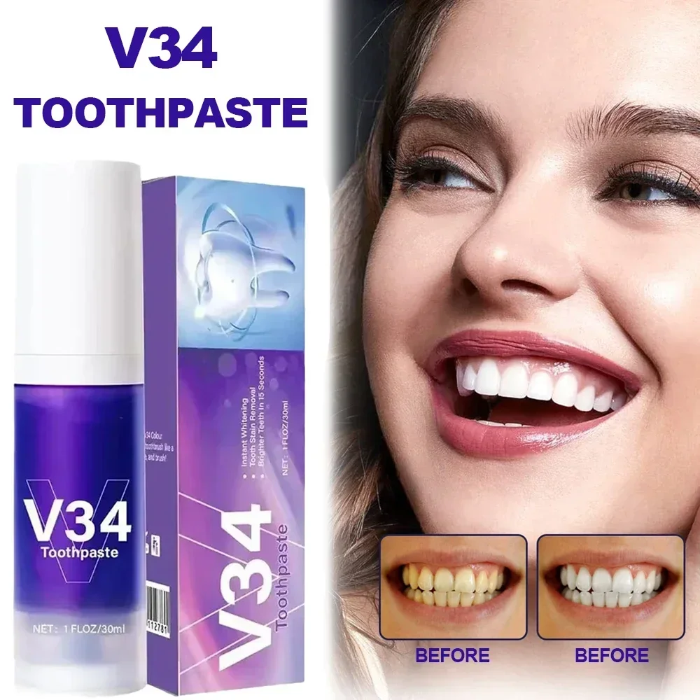 V34 Teeth Cleaning Mousse Whitening Toothpaste Removes Plaque and Stain Fresh Breath Dental Care Clean Oral Hygiene