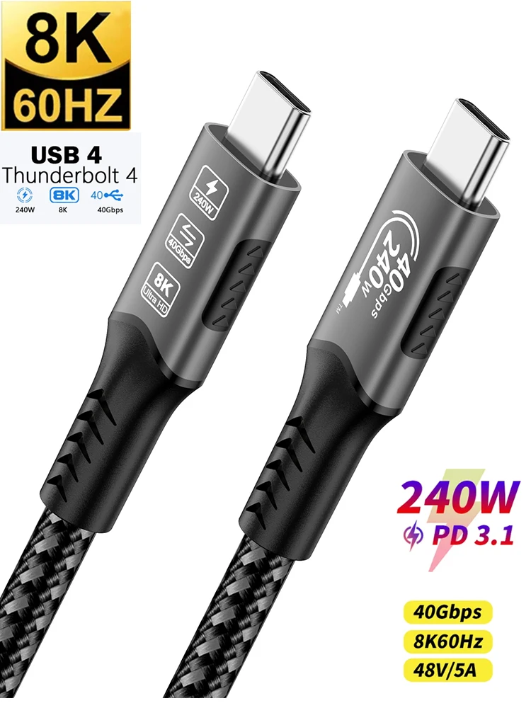 Kabel 8K typu C 40 Gb/s 240 W PD3.1 QC4.0 60 Hz Standardowy kabel USB4 do szybkiego ładowania Samung Thunderbolt 4 Kabel USB C do C do przesyłania danych — zdjęcie produktu 7