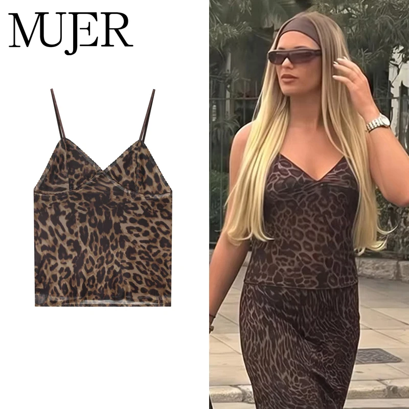 MUJER Bedrucktes Tüll-Crop-Top für Damen, sexy rückenfreies Korsett-Top, Damen-Trägertop, Sommer-Strand-Tanktops für Damen, ärmellose Oberteile
