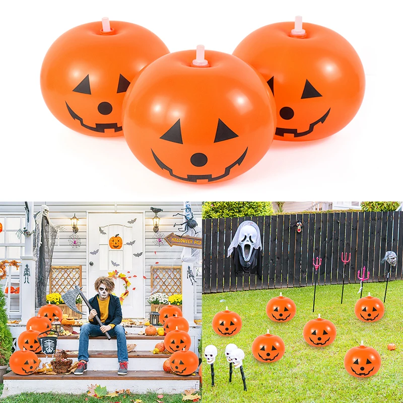 

5Pcs 12inch Halloween Latex Balloons Pumpkin Head Horror Grimace Eyeball Black Orange Oversized Balloon Happy Helloween Party