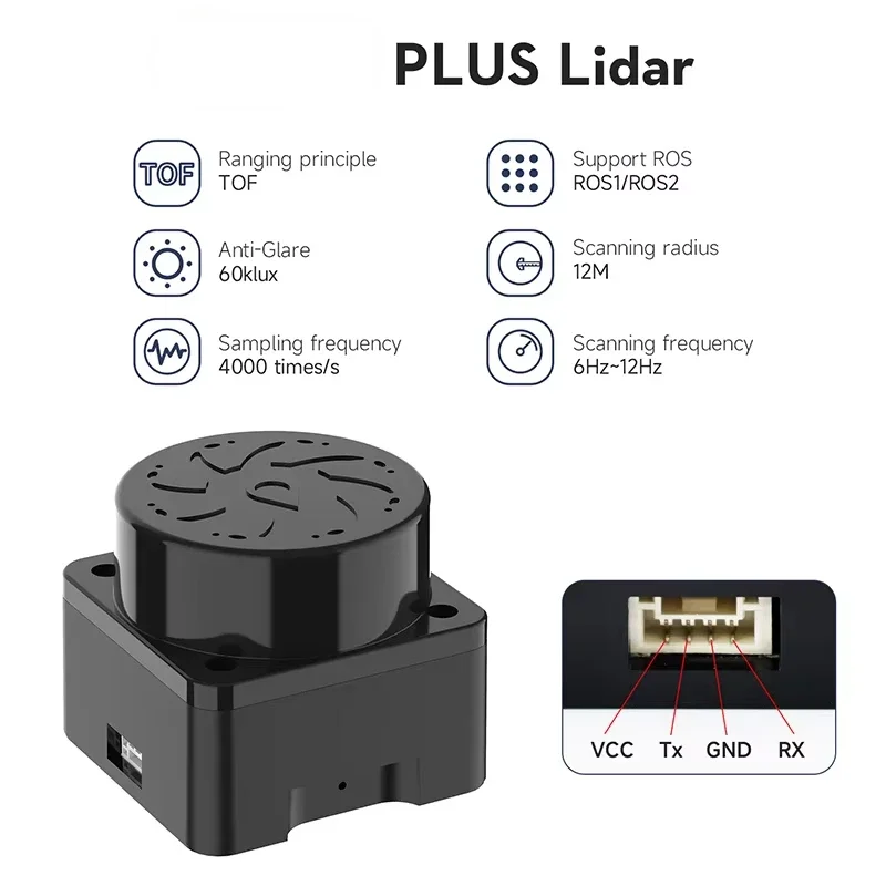 Yahboom T-MINI PLUS TOF Lidar Support de portée 12M ROS ROS2