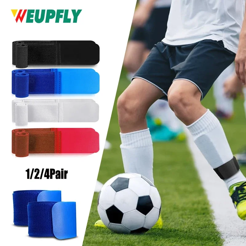 1/2/4Pair Soccer Shin Guard Strap, Soccer Shin Guard Fixed Bandage Tape Fastener Shinguard Adjustable Elastic Sports Strap