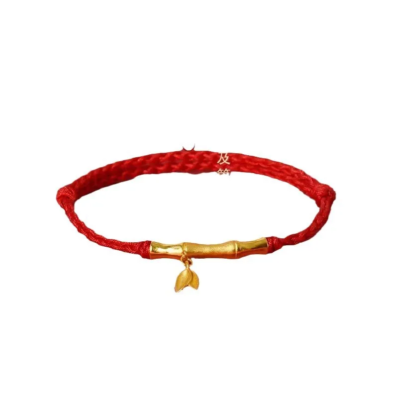 2025 New Style Bamboo Joint Couple S925 Silver Plated Gold Handwoven Red Rope Exam Success Lucky Jewelry Festival Gift