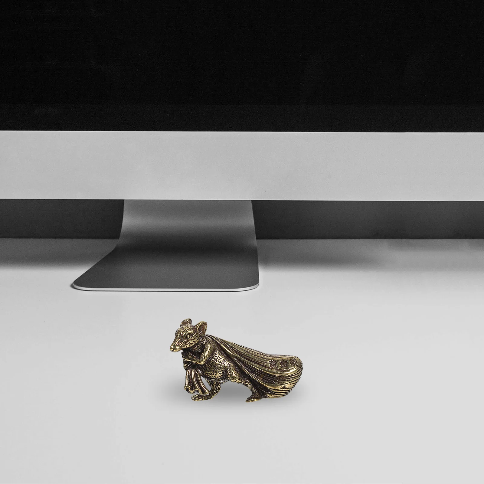 ماوس نحاسي صغير خمر الحيوان النحت اليد منحوتة زخرفة صغيرة للمنزل ديكور مكتب الرف خزانة الفن #2