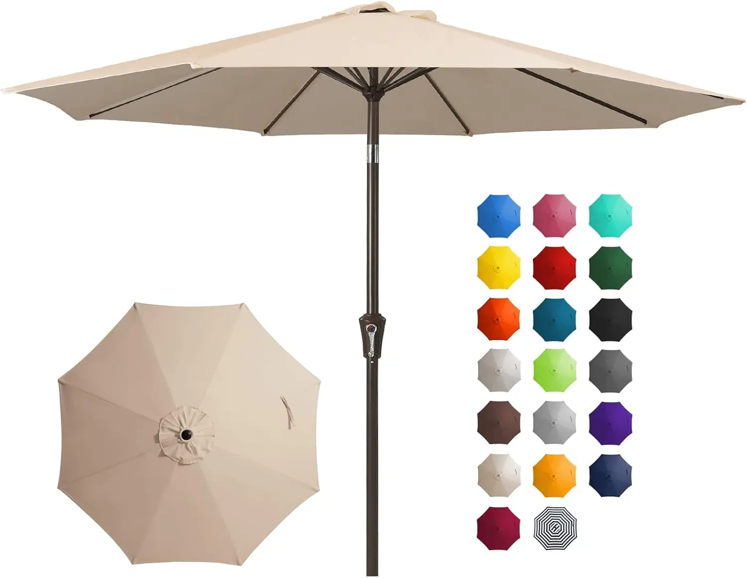 

10FT Outdoor Patio Umbrella with Push Button Tilt, Crank Handle, and UV Protection for Pool or Garden Use