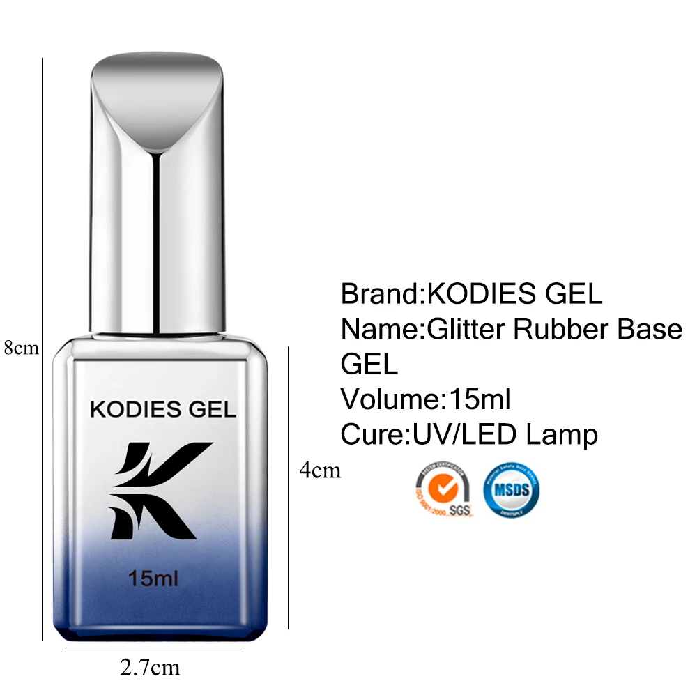 KODIES GEL Shimmer Rubber Base Gel Nail Polish Sparkle Glitter Gel Varnish Semi Permanent UV Manicure Nail Art Pigment Lacquer