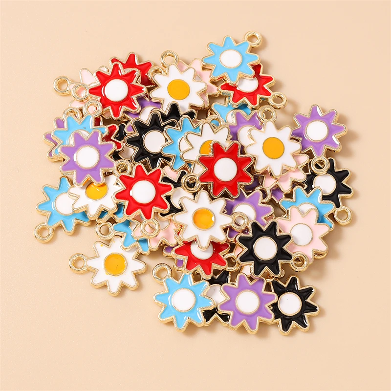 20 Stück 12x16mm Niedliche Bunte Emaille-Sonnen-Anhänger für die Herstellung von Halsketten, Ohrringen, Armbändern, DIY-Handwerk und Schmuckzubehör – Detail 15