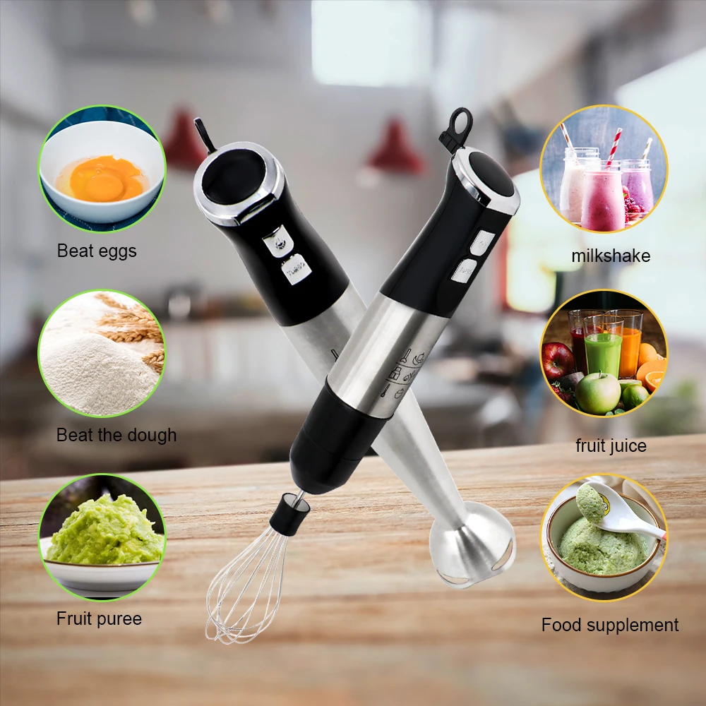 Immersion Blender 6 in 1 Hand Blender, 1500W Hand Mixer Stick 2 Speeds Handheld Blender Chopper, Whisk and Milk Frother