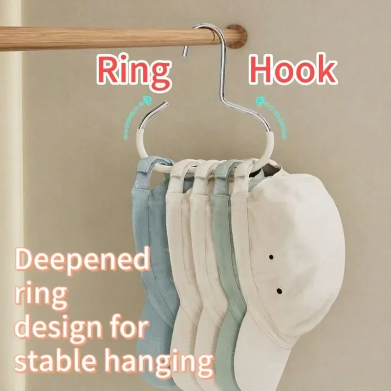 1-5Pcs Durable Circle Ring Hat Hanger Closet Hat Hanger Baseball Cap Rack Organizer Hanging Holder Scarf Towel Tie Storage