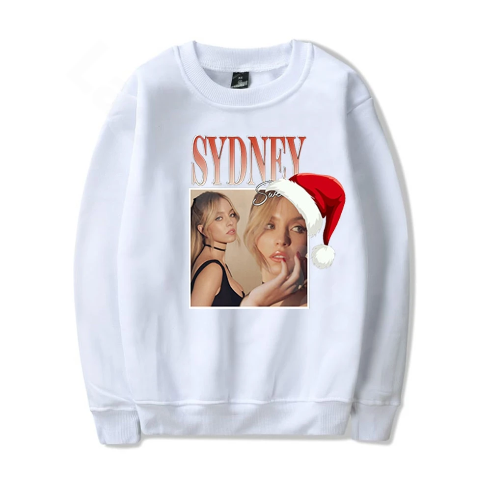 Sydney Sweeney Sweatshirt Christmas 2024 Longsleeve Streetwear Crewneck Vintage 90s Pullover Men Women Clothing Fashion Wear