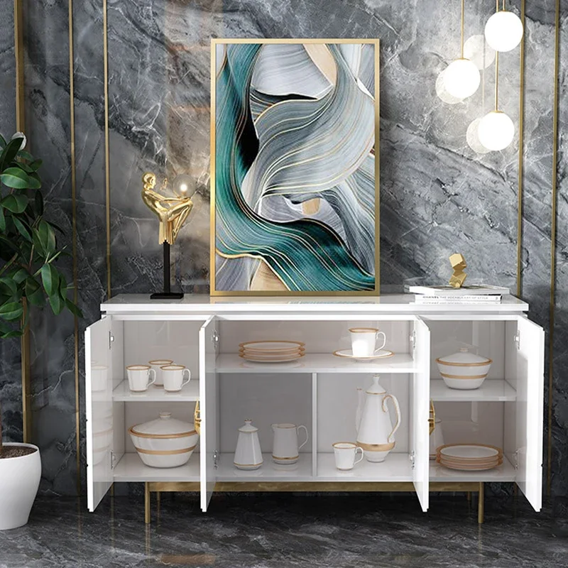 Modern living room furniture hallway tempered glass top console table with storage luxury living room side cabinets