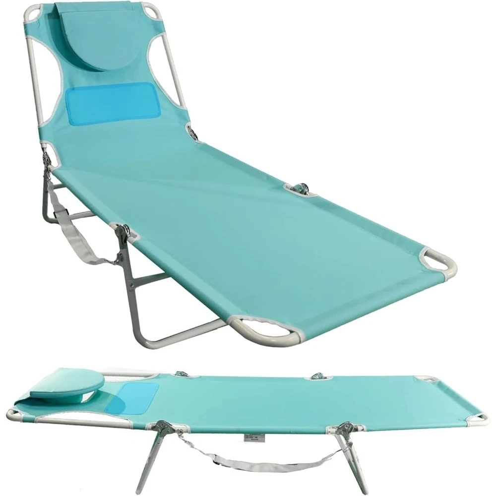 

Ladies Comfort Lounger, Foldable Beach Camping Pool Tanning Chair, Aqua