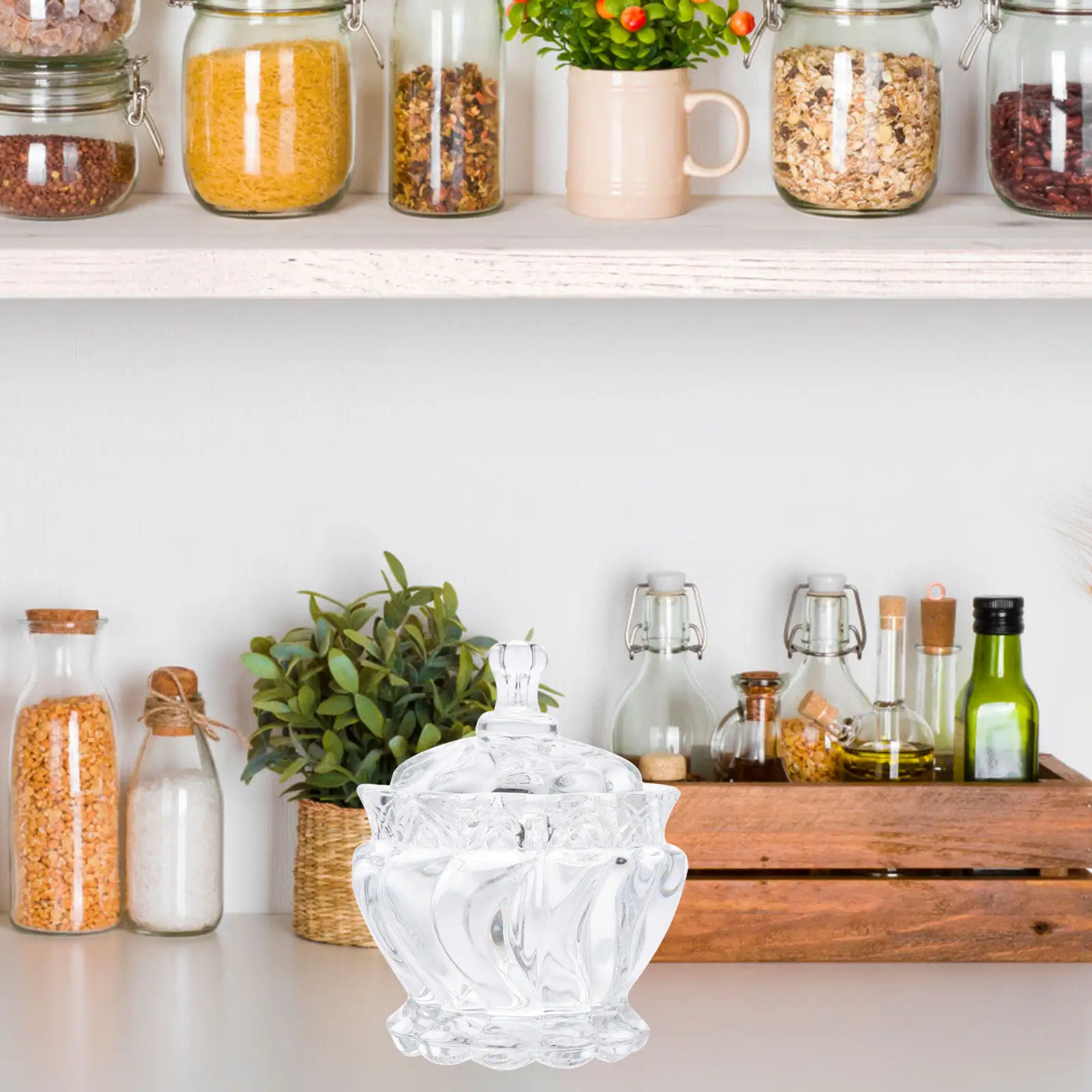 Glass Candy Jars 2 Piece Transparent Snack Containers for Dry Fruit Pantry Kitchen Decorative Storage view 4